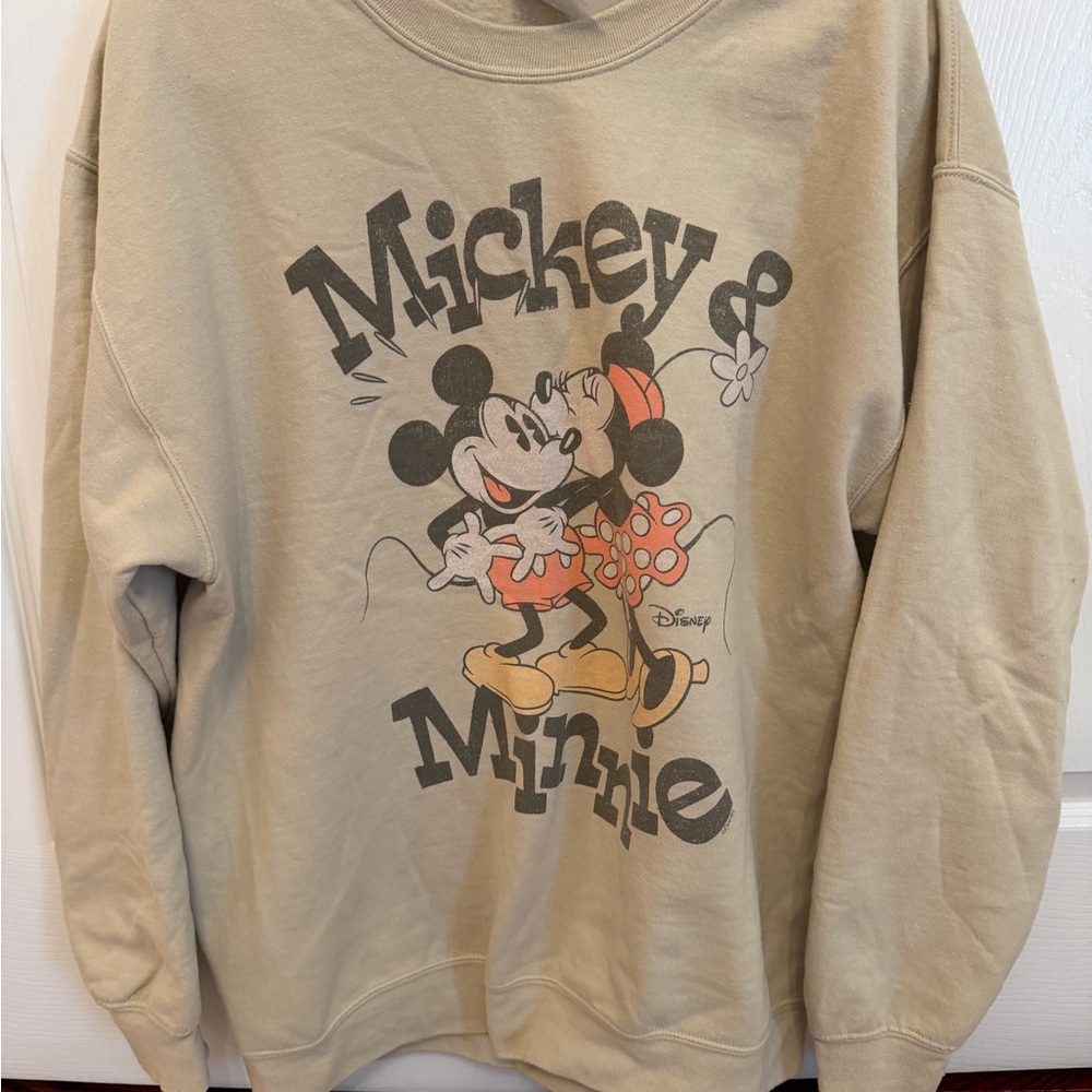 Junk Food Clothing Mickey & Minnie Beige Sweatshirt
